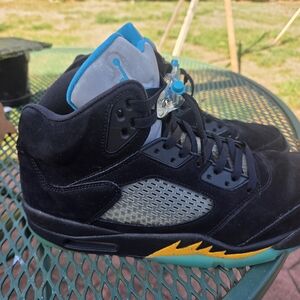 Jordan Black and Yellow Athletic Shoes